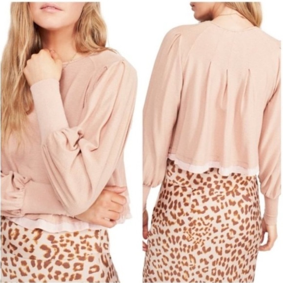 Free People Billie Lawy Pink Balloon Dolmam Sleeve Top - Picture 4 of 15